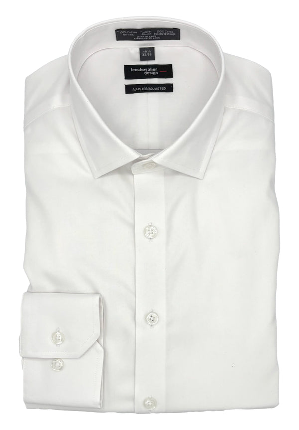 Leo Chevalier Adjusted Fit Non Iron Solid Pinpoint Oxford Dress Shirt
