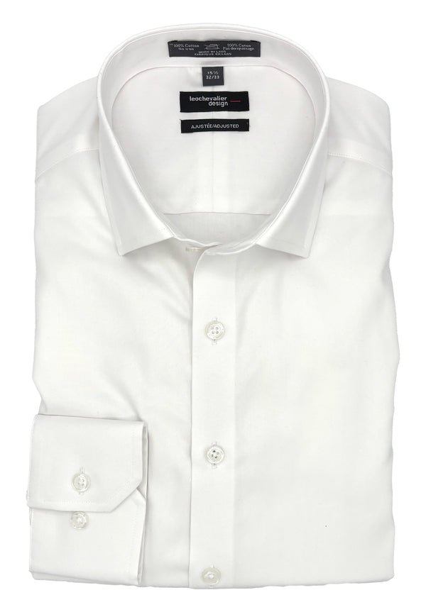 Leo Chevalier Adjusted Fit Non Iron Solid Pinpoint Oxford Dress Shirt