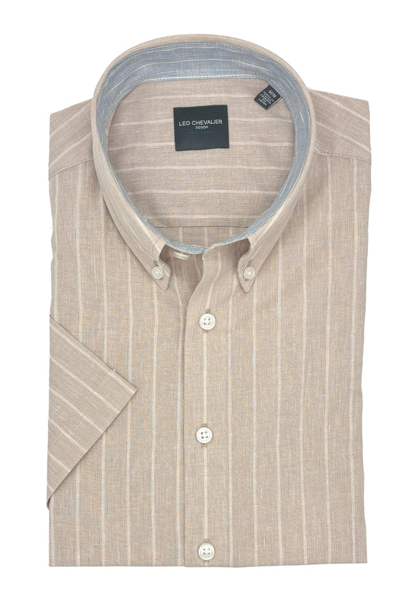 Chemise rayée en lin mélangé Leo Chevalier