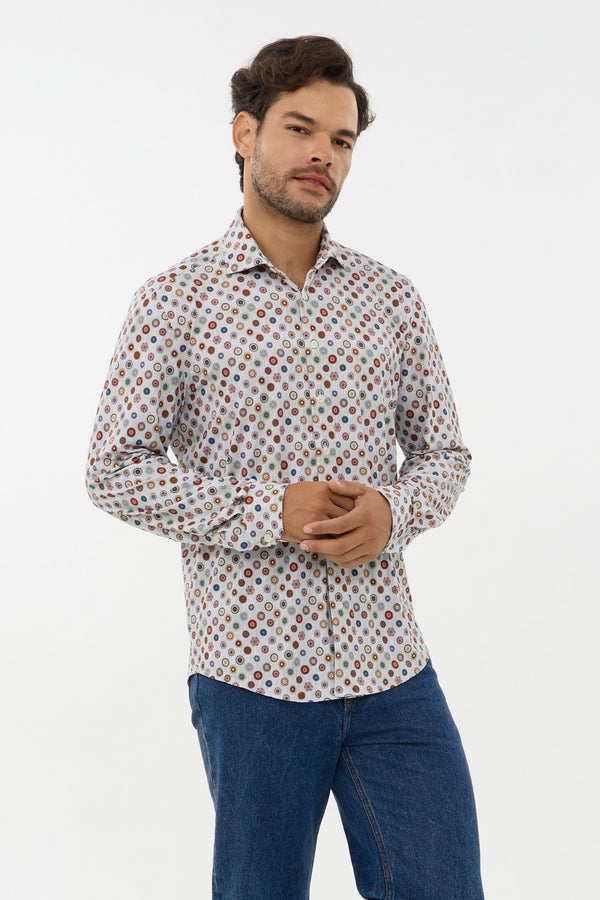 Leo Chevalier Iconic Stretch Multi Circle Print Shirt