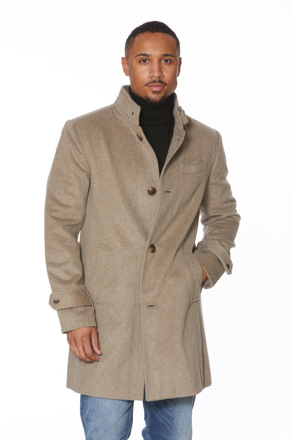 Manteau boutonné en laine pour hommes