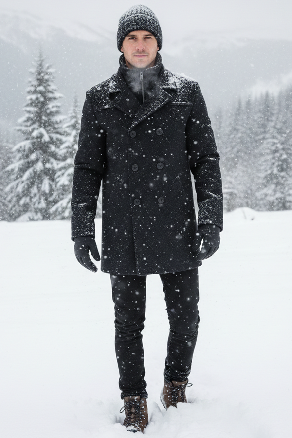 Manteau croisé en cachemire mélangé pour hommes Manteau boutonné