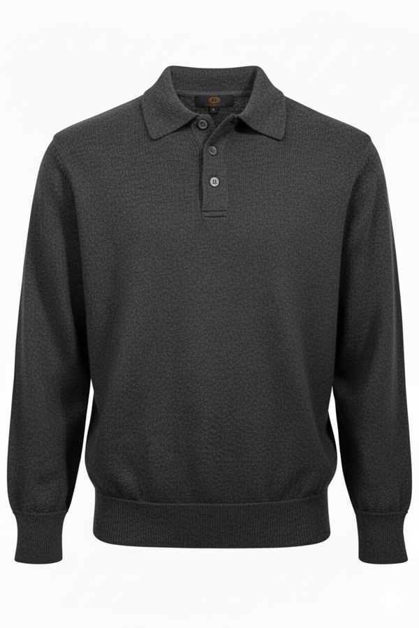Viyella Baruffa Wool Basic Polo sweater with Sued Trim