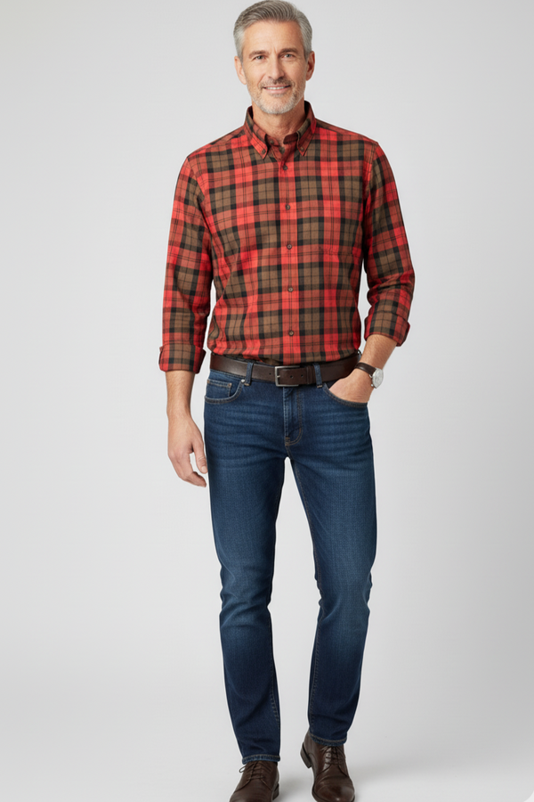 Viyella Paprika Red Made in Canada Plaid Shirt