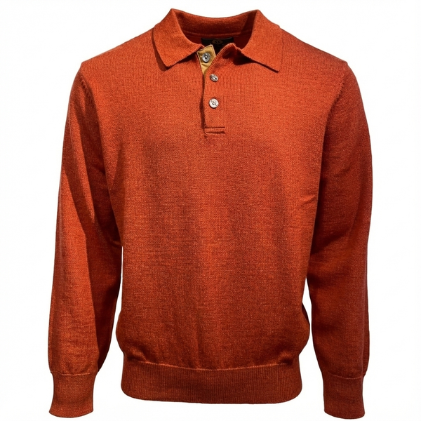 Pull polo basique en laine Baruffa de Viyella avec bordure en daim