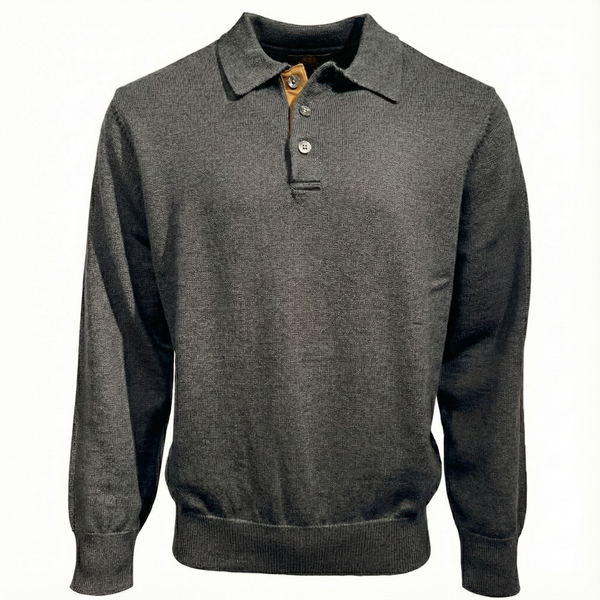 Pull polo basique en laine Baruffa de Viyella avec bordure en daim