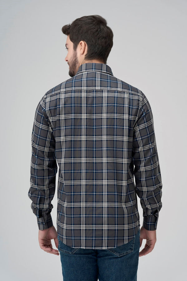 Leo Chevalier Grey Checkered Non Iron Shirt
