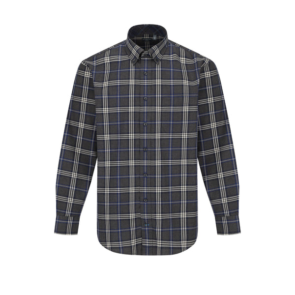Leo Chevalier Grey Checkered Non Iron Shirt