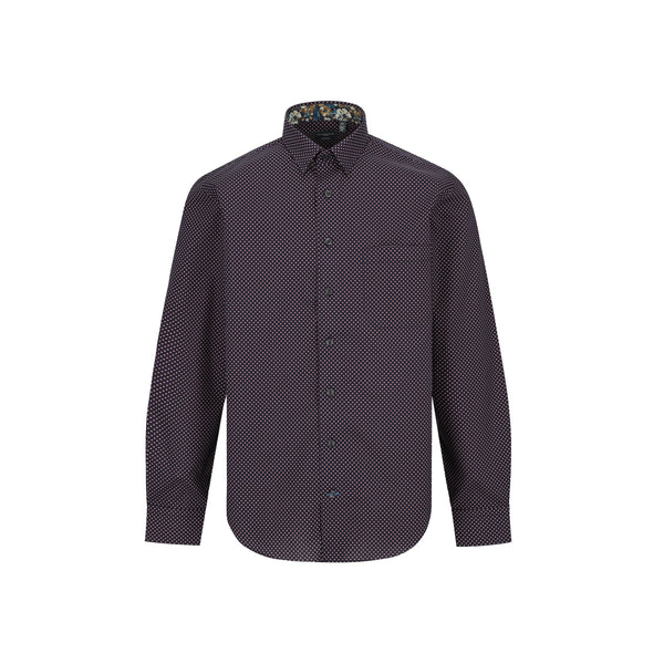 Leo Chevalier Maroon Dot Printed Non Iron Shirt