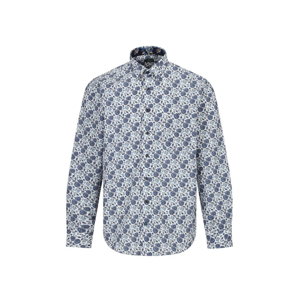 Leo Chevalier Non Iron Blue Thorn Bush Print Shirt