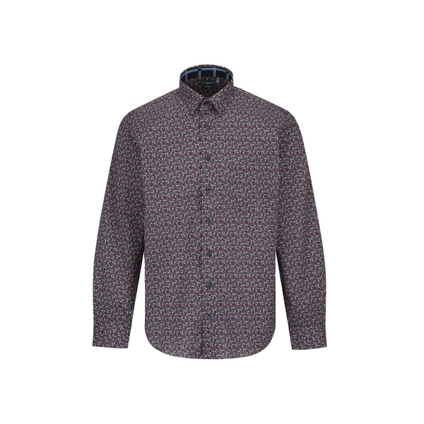 Leo Chevalier Purple Spotted Print Non Iron Shirt