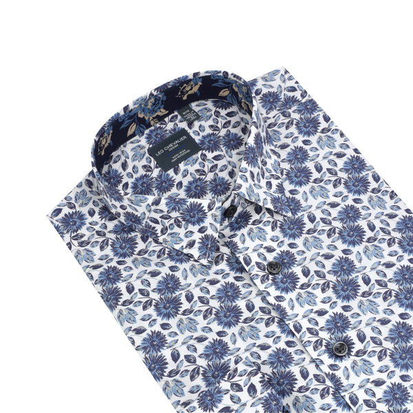 Leo Chevalier Non Iron Blue Thorn Bush Print Shirt