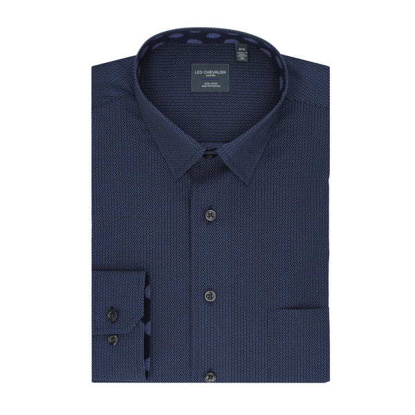 Leo Chevalier Small Navy Circle Print Non Iron Shirt