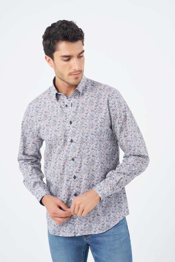 Leo Chevalier Abstract Paisley Non Iron Shirt