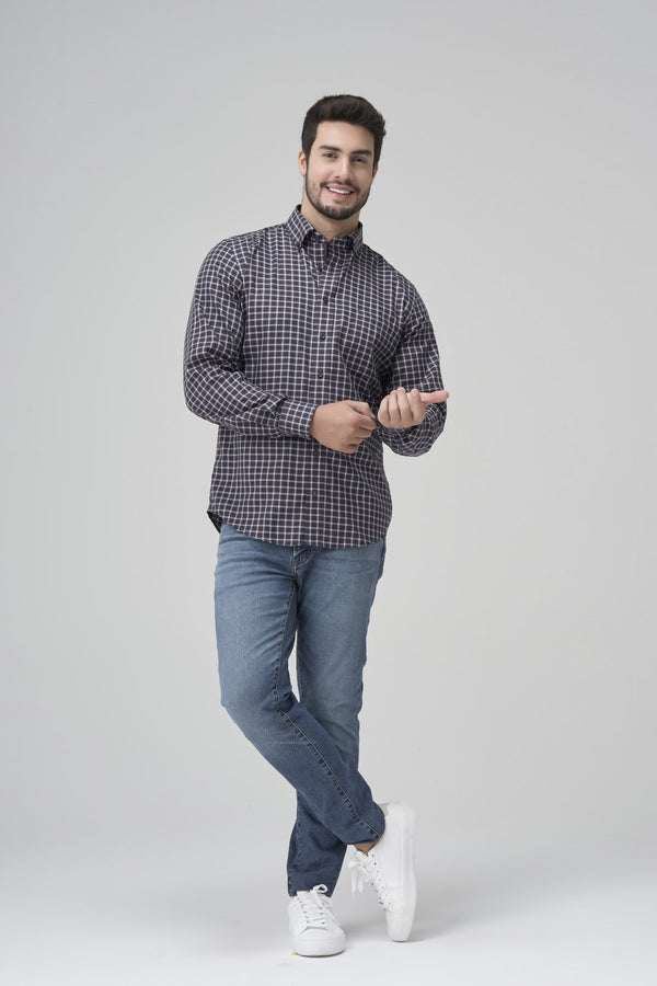 Leo Chevalier 100% Cotton Non-Iron Checkered Shirt