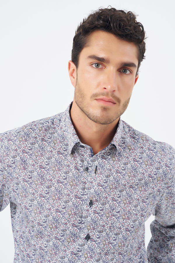 Leo Chevalier Abstract Paisley Non Iron Shirt