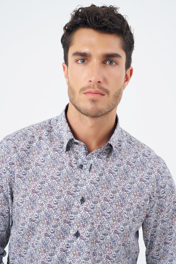 Leo Chevalier Abstract Paisley Non Iron Shirt