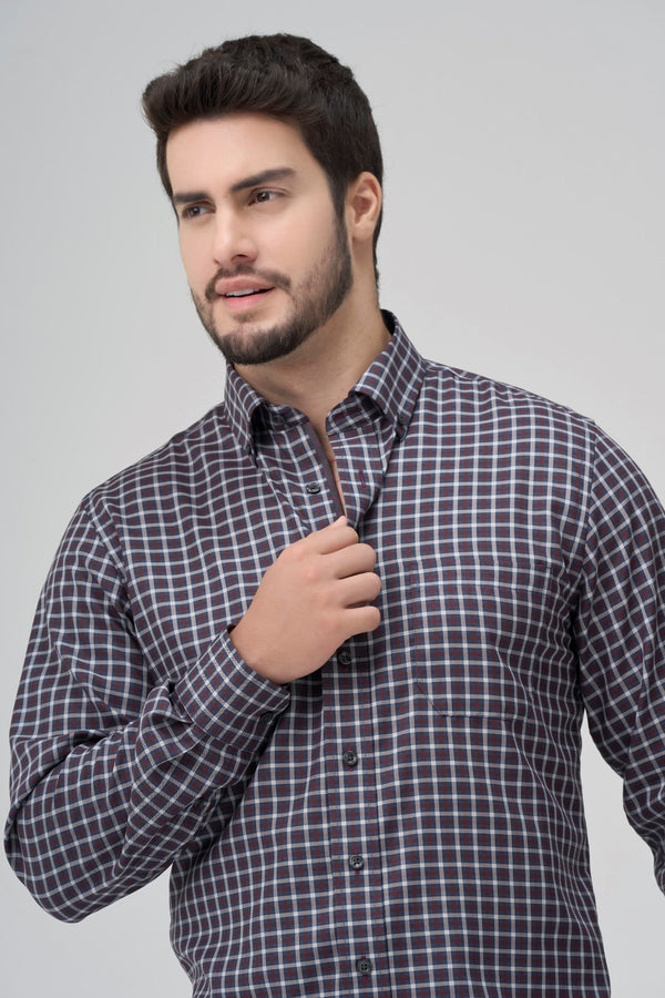 Leo Chevalier 100% Cotton Non-Iron Checkered Shirt