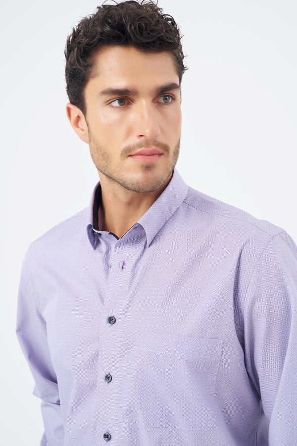Leo Chevalier Small Dot Mauve Print Non Iron Shirt