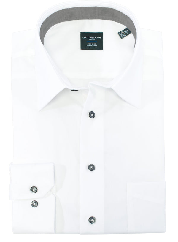 Chemise habillée texturée sans repassage 100 % coton Leo Chevalier