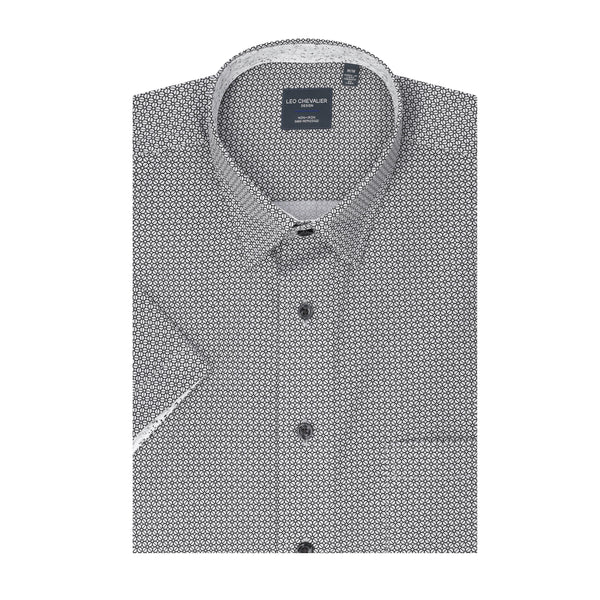 Leo Chevalier BIG FIT Black Geo Print Non-Iron Shirt