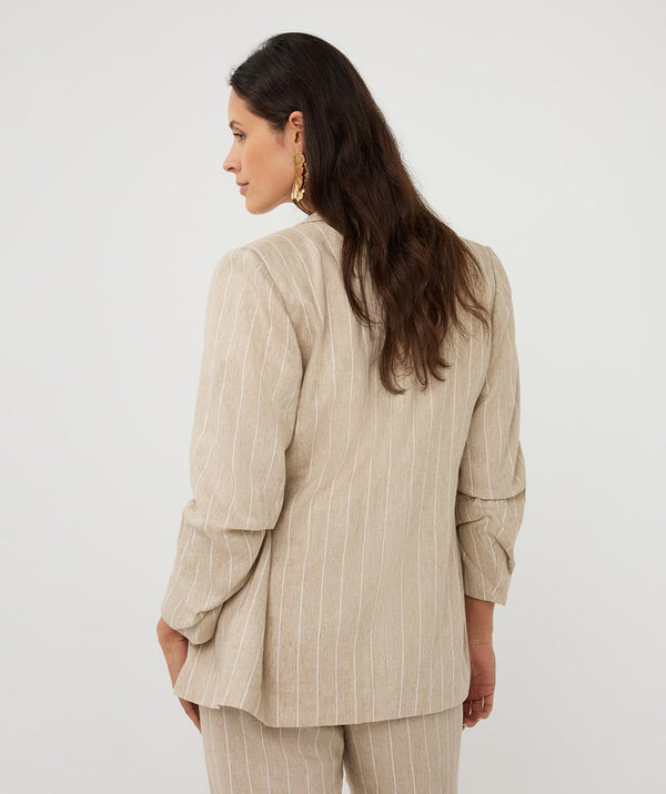 EsQualo Striped Linen-Blend Blazer