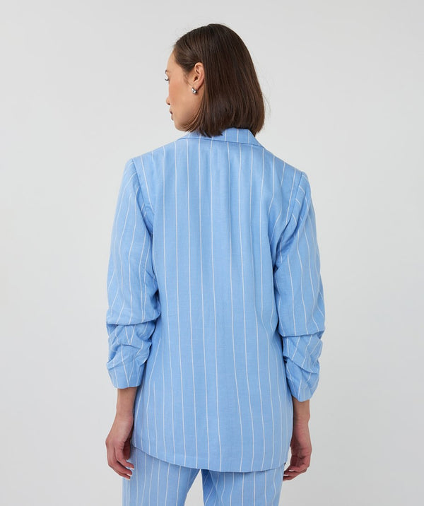 EsQualo Striped Linen-Blend Blazer