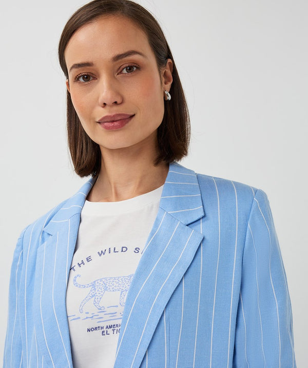 EsQualo Striped Linen-Blend Blazer