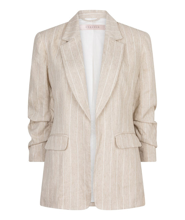 EsQualo Striped Linen-Blend Blazer
