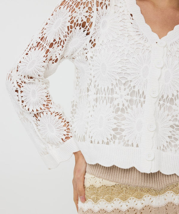 Cardigan en tricot ouvert au crochet EsQualo