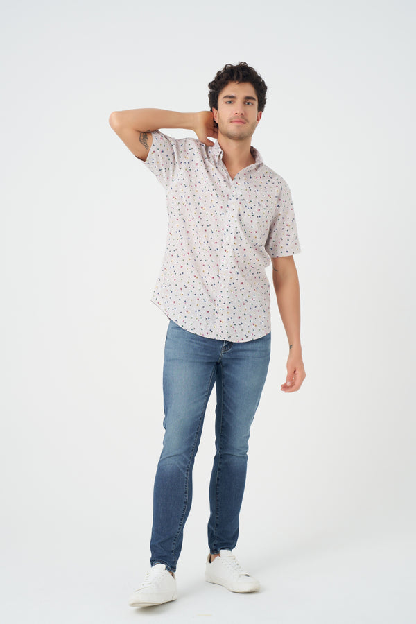 Leo Chevalier Beach Bloom Print Non-Iron Shirt