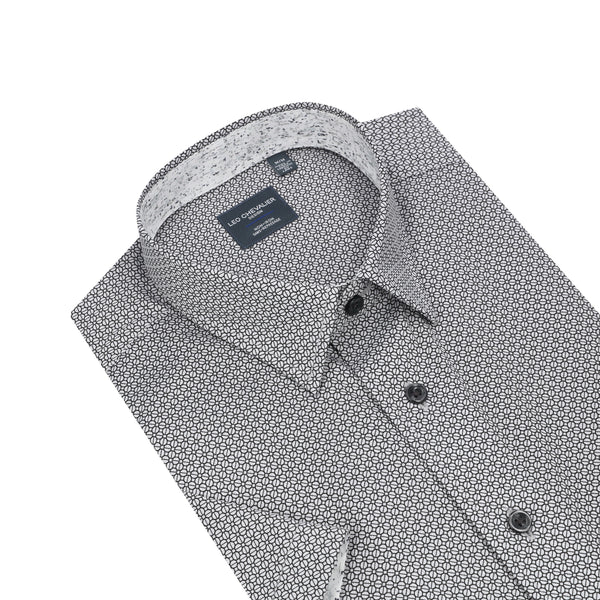 Leo Chevalier Geo Black Circle Print Non Iron Shirt