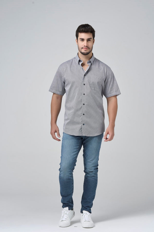 Leo Chevalier Geo Black Circle Print Non Iron Shirt