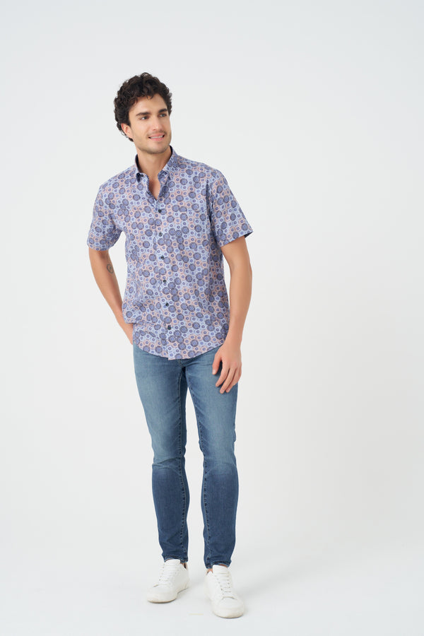 Leo Chevalier Circle Print Non-Iron Shirt