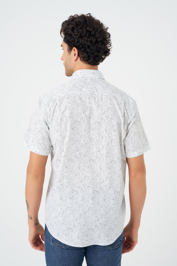 Leo Chevalier Grey Abstract Print Non-Iron Shirt