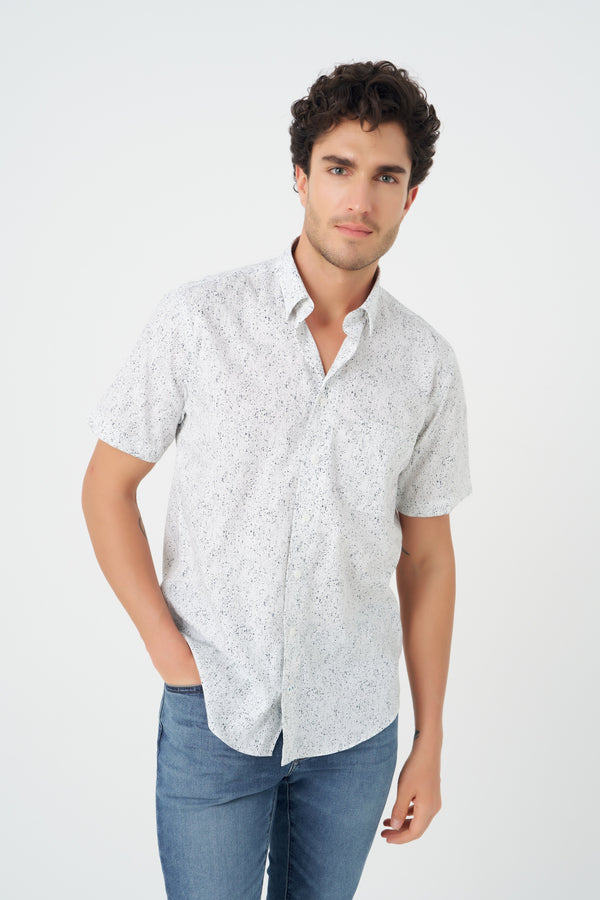 Leo Chevalier Grey Abstract Print Non-Iron Shirt