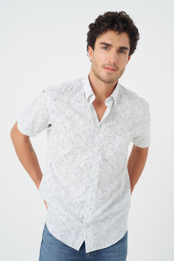 Leo Chevalier Grey Abstract Print Non-Iron Shirt