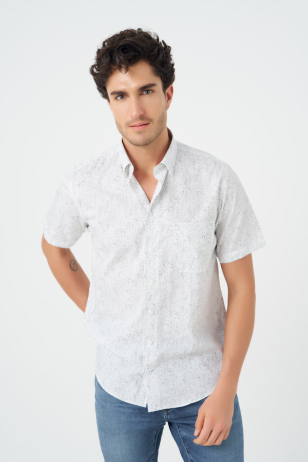 Leo Chevalier Grey Abstract Print Non-Iron Shirt