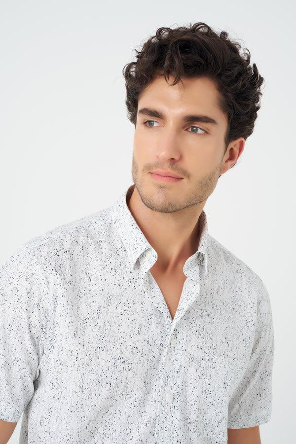 Leo Chevalier Grey Abstract Print Non-Iron Shirt