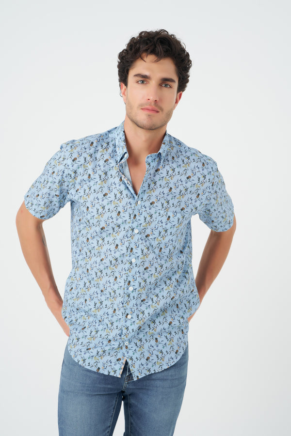 Leo Chevalier Jungle Sky Print Non-Iron Shirt