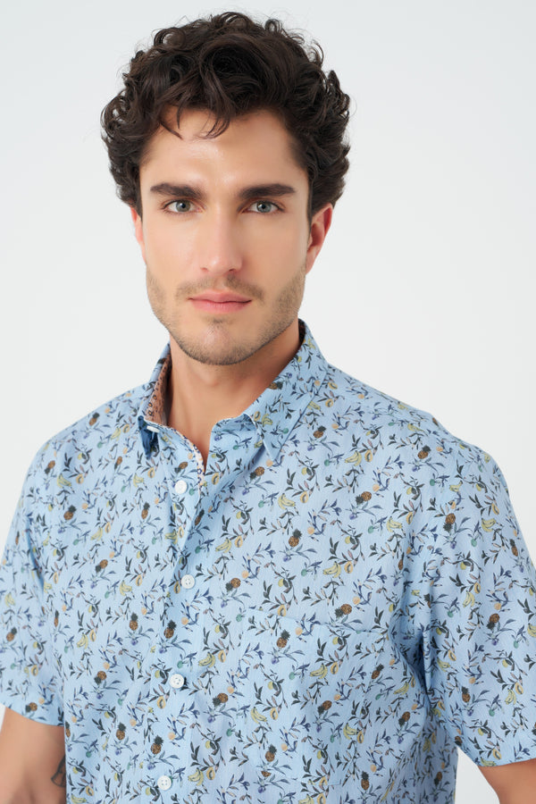Leo Chevalier Jungle Sky Print Non-Iron Shirt