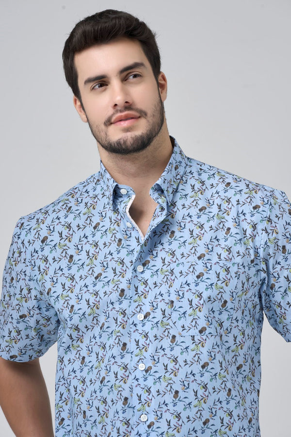 Leo Chevalier Jungle Sky Print Non-Iron Shirt