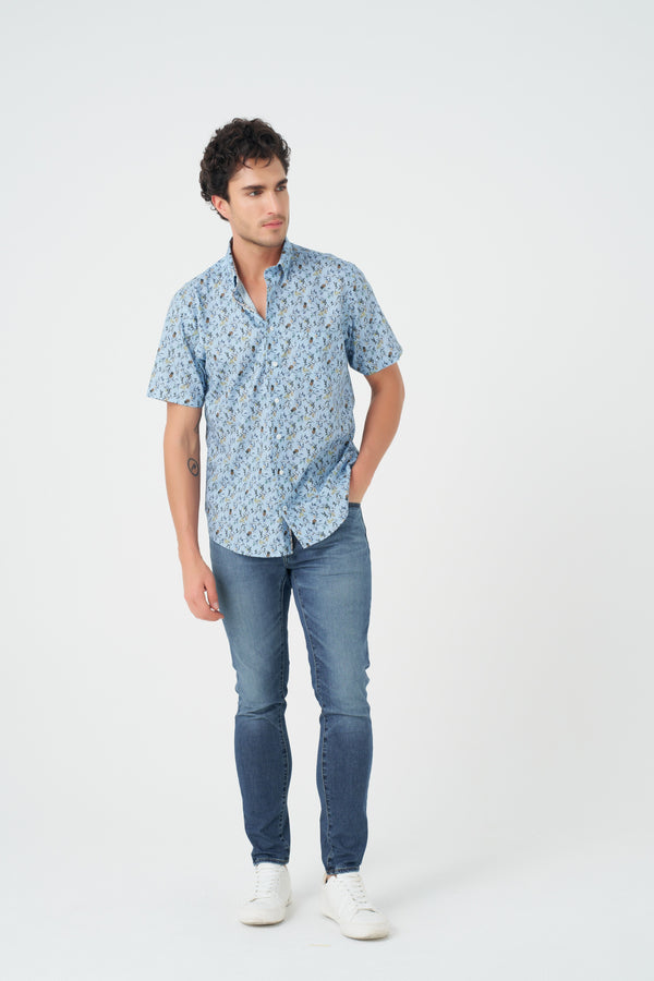 Leo Chevalier Jungle Sky Print Non-Iron Shirt