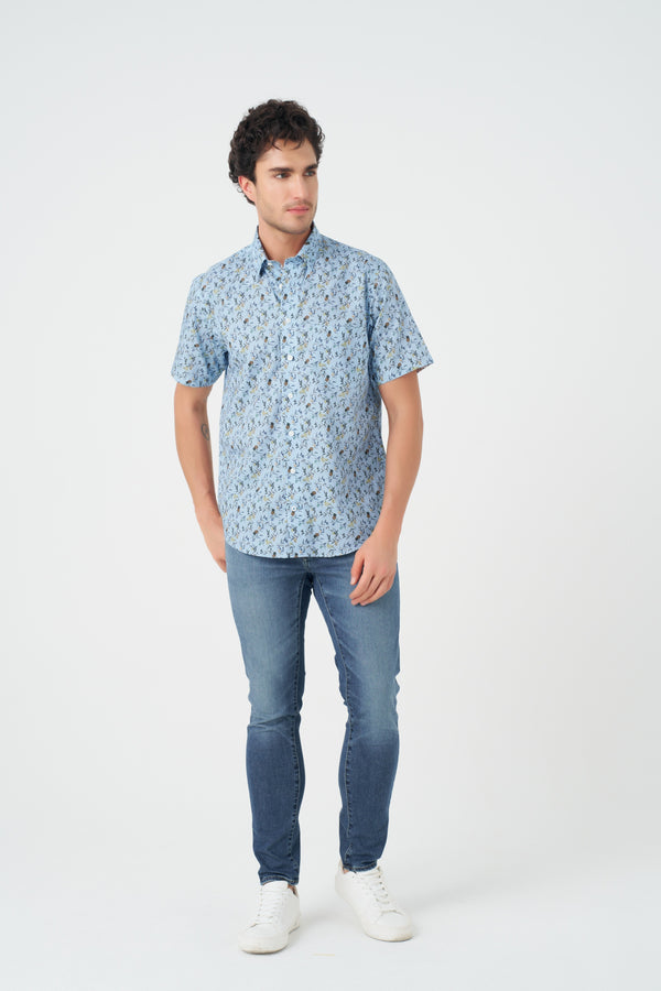 Leo Chevalier Jungle Sky Print Non-Iron Shirt