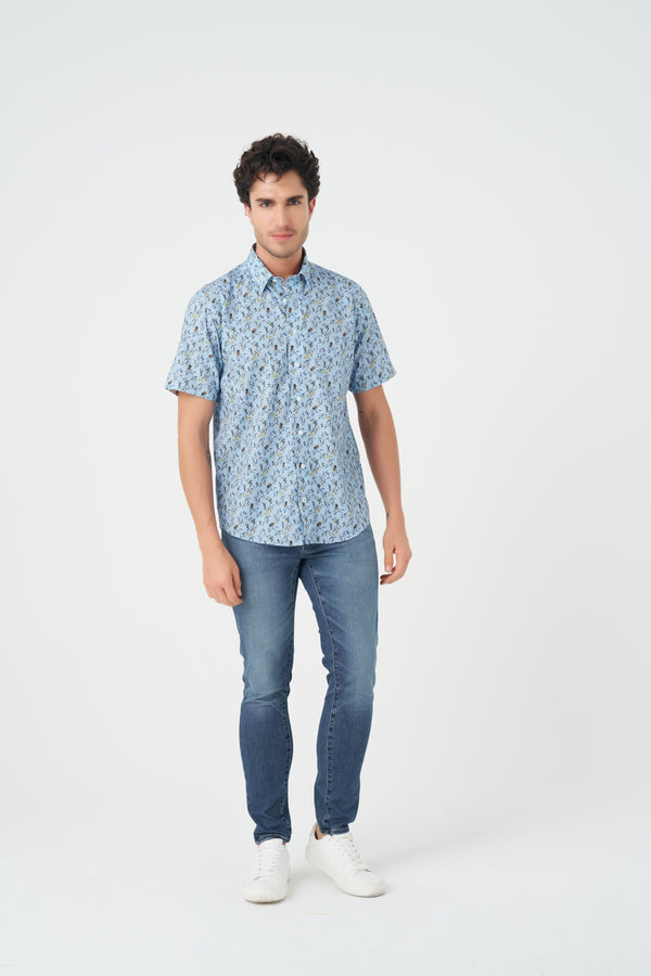Leo Chevalier Jungle Sky Print Non-Iron Shirt