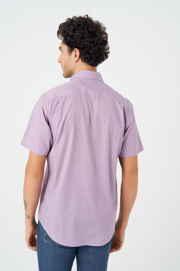 Leo Chevalier Mauve Print Non-Iron Shirt