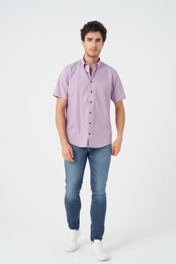 Leo Chevalier Mauve Print Non-Iron Shirt