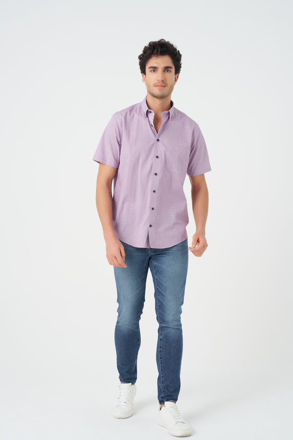 Leo Chevalier Mauve Print Non-Iron Shirt