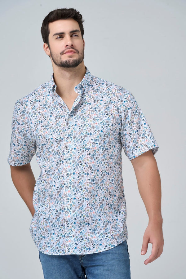 Leo Chevalier Pastel Floral Print Non Iron Shirt