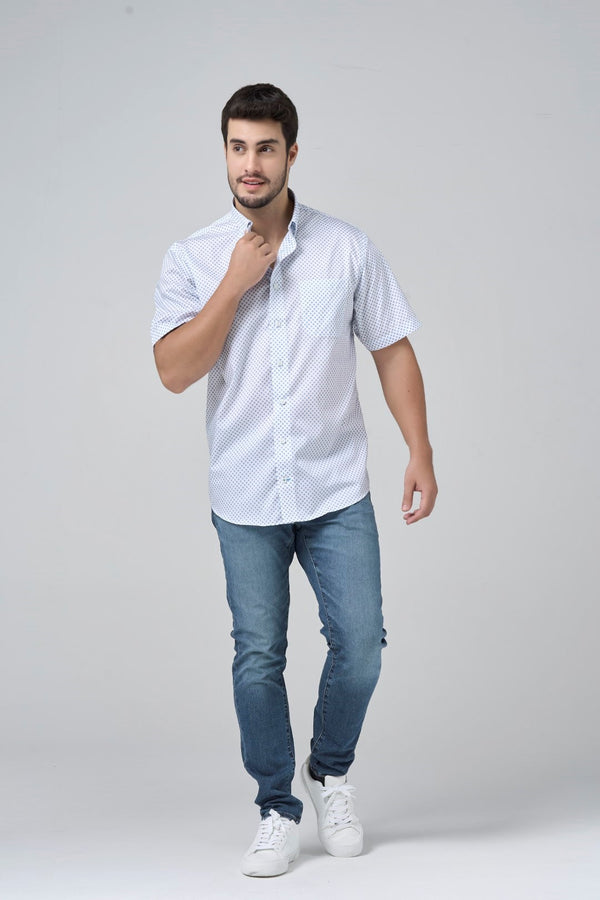 Leo Chevalier Sky Dot Print Non-Iron Shirt